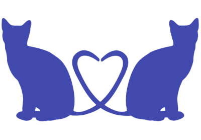 Silhouette of two cats with the tails forming a heart.